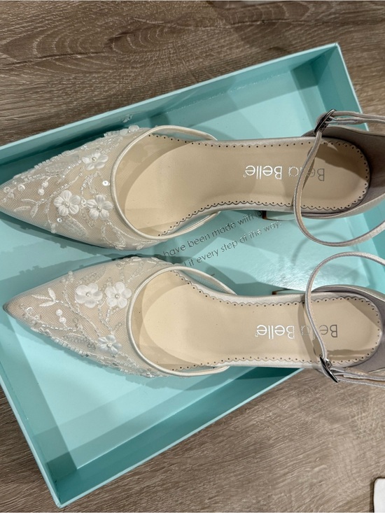 Bella Belle Shoes - Bella Belle Women's Ivory Embroidered Pointed-Toe Ankle-Strap Heels